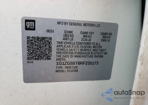 2024 Chevrolet Malibu Rs from USA, damaged, VIN 1G1ZG5ST6RF235173